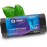 Мешок для мусора GRASS в рулоне 120л, 65*105, 17мкр. (черный) (рул. 15 шт) (PP-0024)