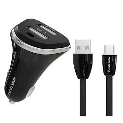 Авто ЗУ 2USB 2.4A MORE CHOICE AC22a Black Type-C