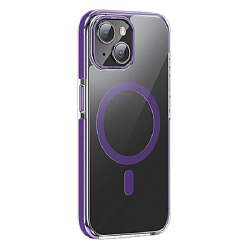 Задняя накладка HOCO AS5 Anti-fall Flexible Airbag Magnetic Case для iPhone 15 Pro Max Прозрачно-фиолетовый