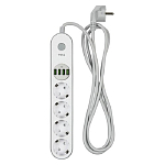 Сетевой фильтр  2.0м TFN POWER 6, белый, 4 розетки. 10A (TFN-POWER6WH)