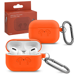 Силиконовый кейс для AirPods Pro Hang Silicon Сase с карабином HF peach