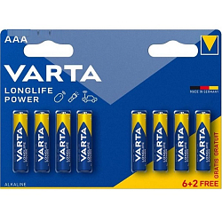 Элемент питания VARTA LR03 BL6+2 LONGLIFE POWER