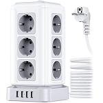 Сетевой фильтр  2.0м RITMIX RM-2124 White, 12 розеток, 4USB