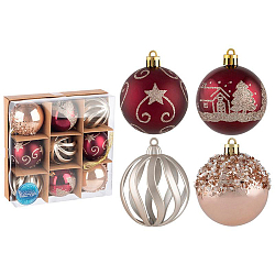 Набор шаров 6 см, 9 шт, цвет: бордовый, розовый, золотой SYQB2-0123049 арт.106340