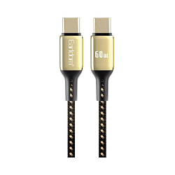 Кабель Type-C <--> Type-C  5.0м Earldom EC-141C, чёрный, золотая вставка, 5А