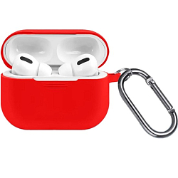 Силиконовый чехол SILICONE CASE для AirPods Pro 2, №10_красный, с карабином