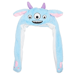 Шапка Монстр голубой, с двигающимися ушами, светящийся