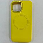 Задняя накладка MAGSAFE для iPhone 12/12 Pro (6.1), желтый, под кожу и бархатом внутри