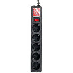 Сетевой фильтр  1.9м POWERCUBE SPG-B-6-BLACK, 5 розеток, черный (коробка)