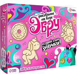 Набор для творчества «Рисуем в технике эбру, Значки из дерева: единорог»