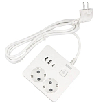 Сетевой удлинитель  1.9м POWER CUBE PC-1-2M, белый, 2 розетки, 3USB, с/з, с вык.16А