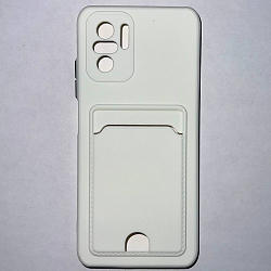 Силиконовый чехол BUTTON для Xiaomi Redmi NOTE 10 (4G) 2021/POCO M5S (2022) белый , с карманом для пластик карт
