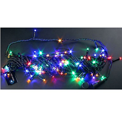 Гирлянда "Нитка" 240 ламп 15м черный провод разноцветная