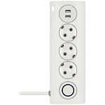 Сетевой фильтр  1.5м ROMBICA NEO WC3U PSE-003, белый, 3 розетки, 2USB, 16A
