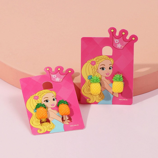 Клипсы детские "Выбражулька" ананасы, цвет МИКС   7060269