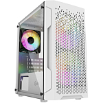 Корпус POWERCASE Mistral Micro Z3W Mesh LED (CMIMZW-L3), Tempered Glass, 2x 140mm + 1х 120mm 5-color fan, белый, mATX
