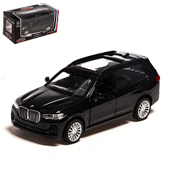 Машина металлическая BMW X7, 1:44, инерция, открываются двери, цвет чёрный