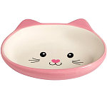 Миска керамическая «Кошачья мордочка» 200 мл - 14×12×3.5 см, розовая/белая
