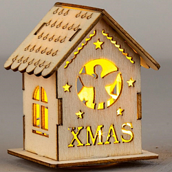 Ёлочная игрушка «Домик с ангелом», от батареек, свечение тёплое белое