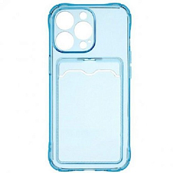 Задняя накладка ZIBELINO Silicone Card Holder Case для iPhone 13 Pro (голубой) защита камеры