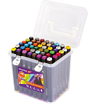 Маркеры для скетчинга двусторонние BRAUBERG ART DEBUT "BLACK", НАБОР 48 шт, пластиковый кейс, 152130