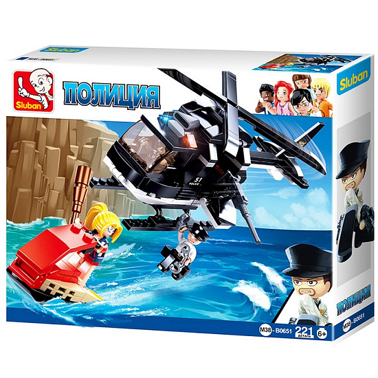 Конструктор SLUBAN Полиция: Вертолёт спецназа (221 дет.)