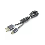 Кабель USB <--> Type-C  1.0м QUMANN серый, в переплете, гибкий коннектор (арт. 21352)