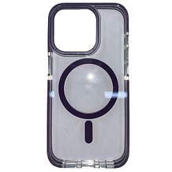 Задняя накладка HOCO  AS6 Transparent Anti-Fall Magnetic Protective Case для iPhone 15 Pro purple