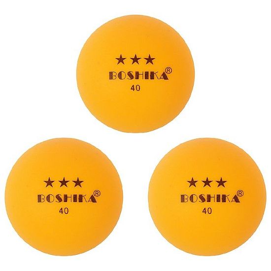 Мяч для настольного тенниса BOSHIKA 3*** (набор 3 шт), цвет оранжевый   3544209
