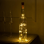 Гирлянда «Нить» 1 м роса с пробкой, IP20, серебристая нить, 10 LED, батарейки LR44×3 (в комплекте), свечение тёплое белое