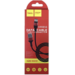 Кабель USB <--> Type-C  1.0м HOCO X26 Xpress ткань, чёрный, красная вставка