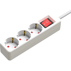 Сетевые фильтр 3.0м RITMIX RM-330K White, 3 розетки, 16A