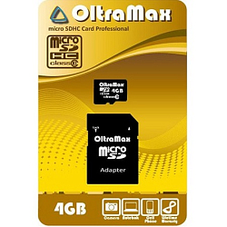 Micro SD  4Gb OltraMax Class 10 с адаптером SD