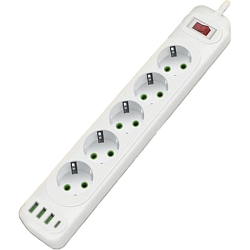 Сетевой фильтр  3.0м AGNI 5 розеток, 3xUSB, 1xType-C, белый