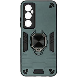 Задняя накладка DF для Realme C65 DF rmArmor-11 (dark green) с кольцом и пластиной для держателя