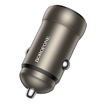 Авто ЗУ 1USB/1Type-C 3A BOROFONE BZ32B Fresh Metal grey, PD30W, Type-C-Type-C