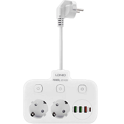 Сетевой фильтр LDNIO SC2435, 2 розетки + 3 USB 2500W