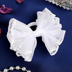 Резинка для волос бант "Маришка" 8,5 см белый полосочка   4729570