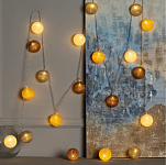 Гирлянда «Нить» 5 м с насадками «Клубки кремовые», IP20, прозрачная нить, 20 LED, свечение тёплое белое, 220 В