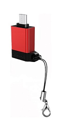 Переходник OTG microUSB USAMS US-SJ187 A1 красный, в виде брелка