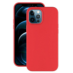 Силиконовый чехол DEPPA для iPhone 12 Pro Max, красный, PET синий (Soft Silicone)