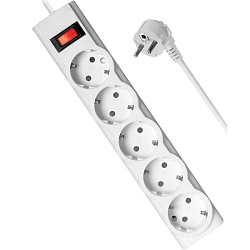 Сетевой удлинитель  1.8м DEFENDER ILS 351, 5 розеток, белый