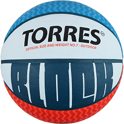 Мяч баскетбольный TORRES Block, B00077, резина, клееный, 8 панелей, р. 7 765043