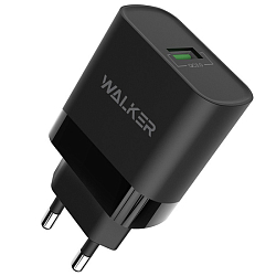 Сетевое ЗУ 1USB 2.4A WALKER WH-35 черное, QC 3.0