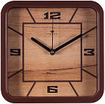 Часы настенные РУБИН "Классика" квадрат 22х22см, корпус коричневый (2223-011)