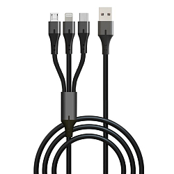Кабель USB <--> Type-C/Lightning/Type-C  1.2м GoPower GP21-3-1-1.2M черный