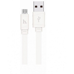 Кабель USB <--> microUSB  1.0м HOCO X5 Bamboo, плоский, белый