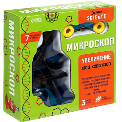 Микроскоп «Юный исследователь», 7 предметов, увеличение x100, x200, x300
