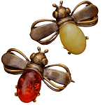 Брошь "Янтарь" жук в бронзе, цвет МИКС