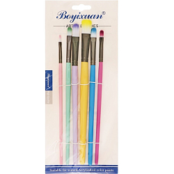 Набор кистей синтетика 6 штук, микс 9950906